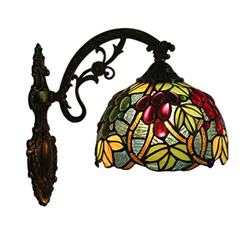 8 Zoll Wandleuchte Tiffany Stil Glasmalerei Wandleuchte Innen Retro Kreative Wandleuchte Europäischen Antiken Wandleuchte Vintage Flur lichter für Schlafzimmer Wohnzimmer Bar Restaurant Cafe Treppe,A Cover