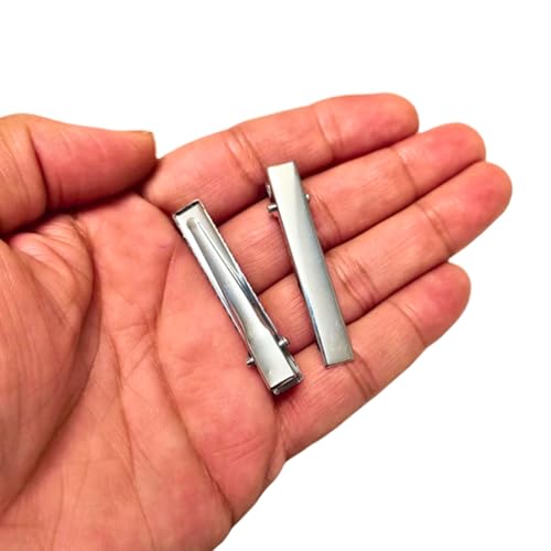 Image of ROSAURA (4.5 CM 50 Pcs) Alloy Steel Single Prong Alligator Hair Clips Base for DIY Hair Accessories, Barrette Hair Clips for Bow Making, Salon, and Hair Styling (Silver Flat)