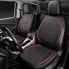 Funda para asientos delanteros de auto CAR PASS universal de cuero con tubería, cuero sintético impermeable para SUV, sedán, camioneta, compatible con bolsas de aire, orificios reservados para reposacabezas (negro y rojo) 6