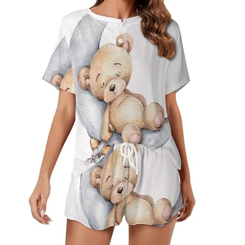 Pyjama pour femme manches courtes léger contre la chaleur d'été