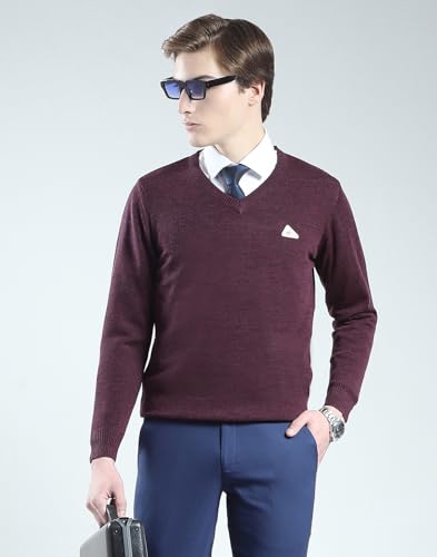 Image of Monte Carlo Men's Regular Fit Pullover | Solid V Neck Style | Full Sleeves Pull On | Warm & Stylish Winter Fashion Sweater | Winter Sweater for Men's
