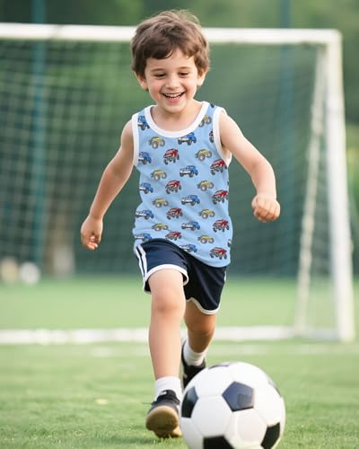 Boys Tank Tops Toddler Sleeveless Tank Tops Boys 3-Pack Dinosaur Excavator Tank Set for 3-8 Years Kids3