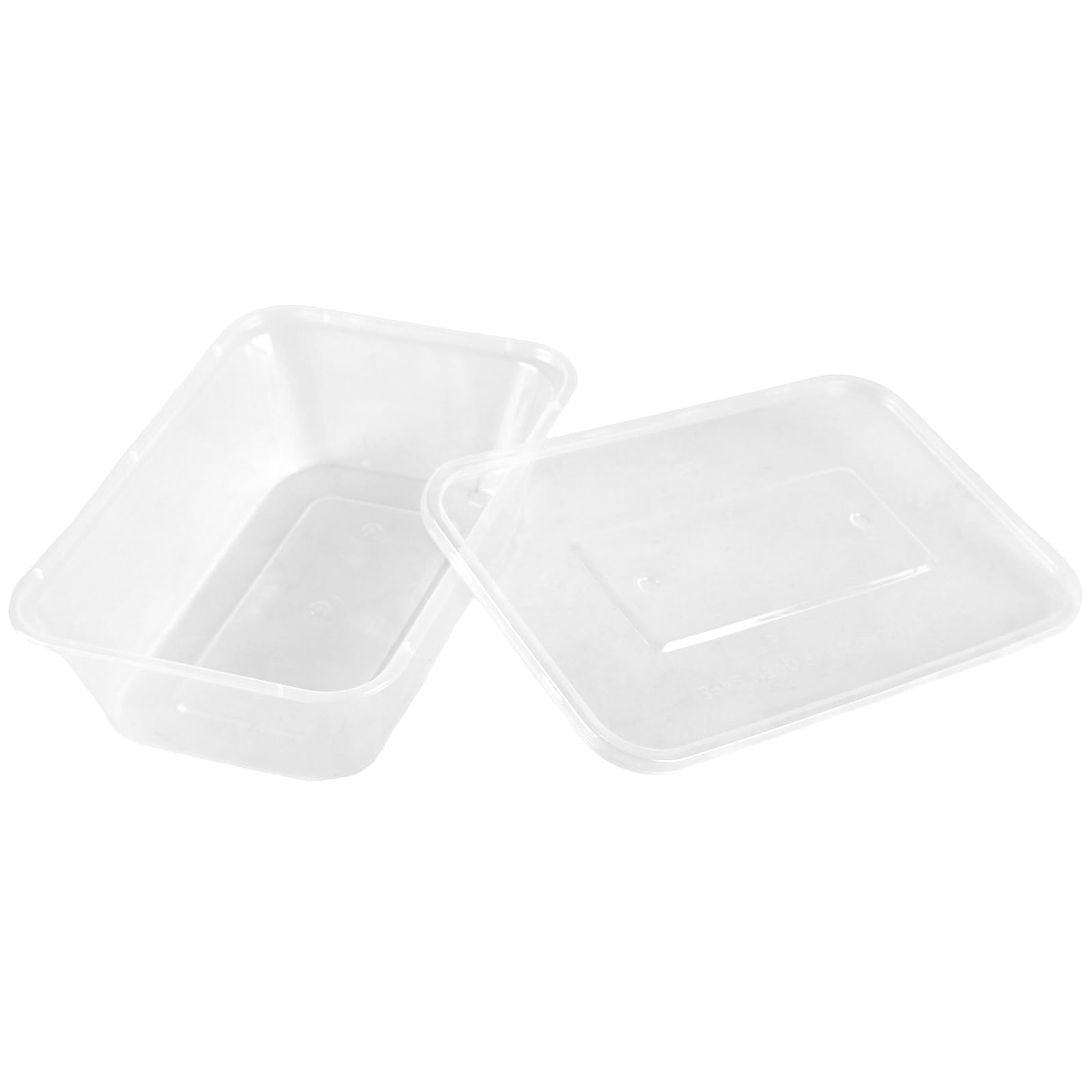 Lot de 100 récipients alimentaires rectangulaires en plastique avec couvercles, pour micro-ondes et congélateur - 750 ml