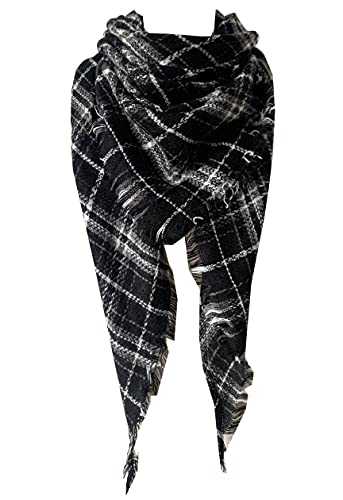 Wander Agio Black Grey Plaid Scarf