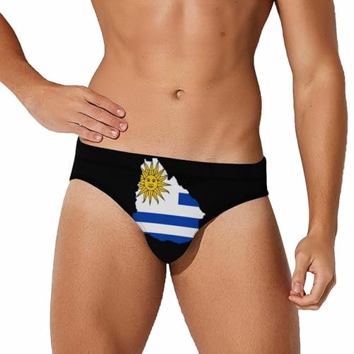 Flag Map of Uruguay Men's Swim Brief Sexy Bikini Swimwear Swimsuit Trunks Bathing Suits
