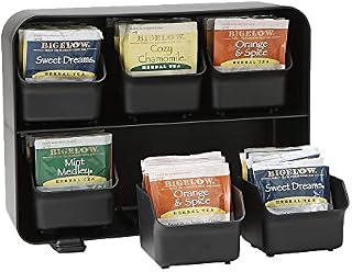 Mind Reader 6 Drawer Tea Bag Holder and Organizer, Black