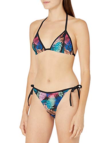 EA7 Emporio Armani Active Women's Standard Sea World Triangle Bikini, Black/Tropical Print, L