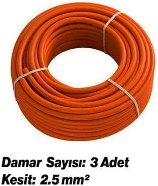 (20 Metre)%100 Bakır Çok Telli 3x2.5 mm Elektrik Kablosu Turuncu Elektrikli Araç Şarj Uygun Uyumlu - Görsel 6