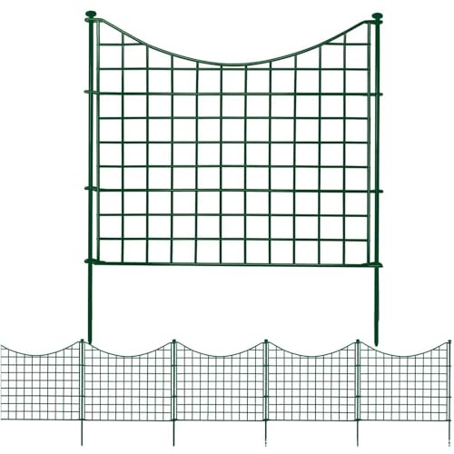 Clôture de jardin décorative en métal ferreux, barrière robuste 10 panneaux