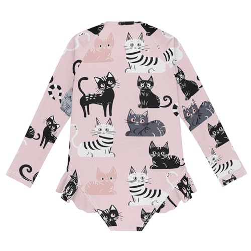 Image of Girls One Piece Swimsuits Long Sleeve Swimsuit Zipper Bathing Suits Swimwear