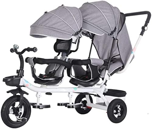 NUBAO Stroller Wagon Double Stroller, 4 in 1 Portable Kids Trike Twin Trolley Bicycle for 1-7 Years Old, 3 Wheels Stroller Bike with Removable Canopy and Storage Basket Over 1 Year Old Girl Gifts