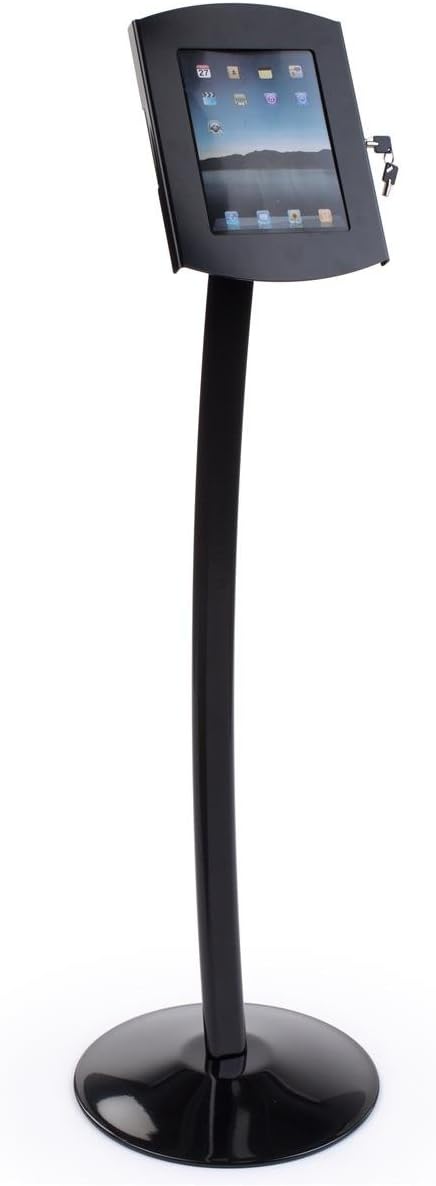 Displays2go Floor Stand for Touch-Screen Tablet or Small-Size Monitor, Includes Rotating Bracket, 75x75 and 100x100 VESA Compatible, Black Aluminum