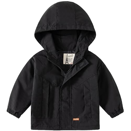 Little Boys Long Sleeve Spring Fall Windbreaker Hoodies Windproof Zip up Jacket Pocket Coat