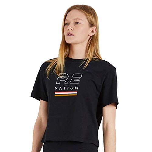 P.E NATION - Womenâ€™s Ignition Cropped T Shirt - Boxy Crop Top (Black, XS)