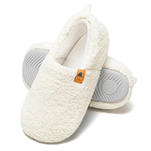 FHILEPON House Slippers for Women Men Lightweight Memory Foam House Shoes Warm Closed Back Slippers with Soft Fleece for Indoor Outdoor