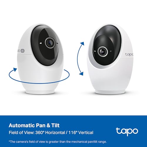 Image of Tapo 4K Pan /Tilt Indoor Security Camera for Baby Monitor, Dog Camera w /Motion Detect and Track, 360 View, Color Night Vision, SD /Cloud Storage, Works w /Alexa, Google, and Bixby RoomCam 4K