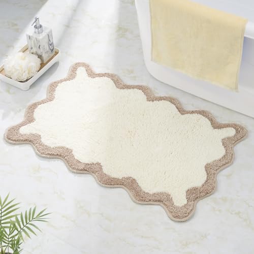 DyeFury Luxury Cute Bathroom Rugs, Boho Bath Mat W/Beige Sand