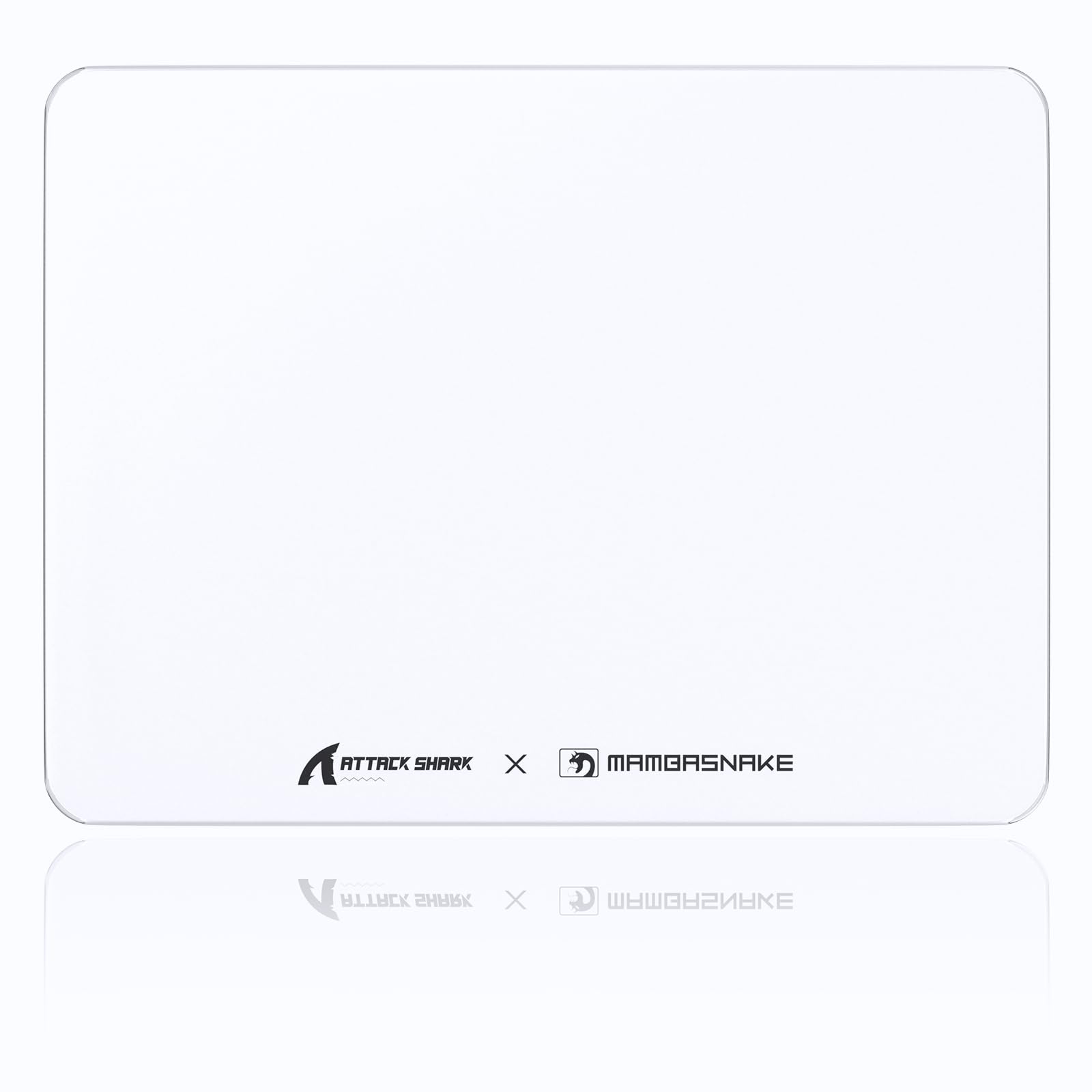 MAMBASNAKE x Attack Shark CM05SE Glass Hard Gaming Mousepad,Nano-Micro-Etched Texture,Smooth Glass Surface,High Accuracy,Fast-Moving,Anti-Scratch, PU Leather Non-Slip Base, Small Size(410×310mm)