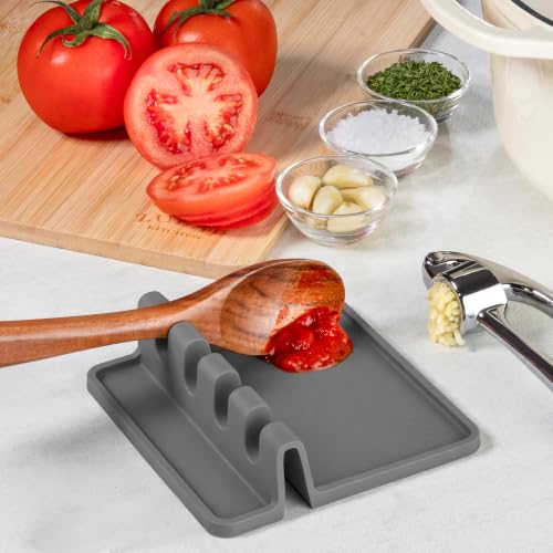 Zulay Silicone Utensil Rest - BPA-Free, Durable Spoon Rest with Drip Pad - Heat-Resistant Spoon Rest for Stove Top - Spoon Rest for Kitchen Counter - Kitchen Gadgets & Kitchen Utensils Holder - 2 Pack by Zulay Kitchen - Used condition - Image 7