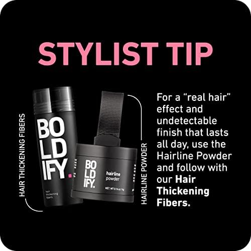 BOLDIFY Hairline Powder (Black) Conceals Hair Loss and Instantly Fills In Bald Spots, Receding Hairlines, and Wide Parts -48 Hour Formula for Hair & Beard - Gray Hair Coverage & Root Concealer