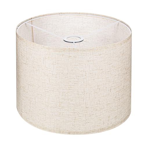 La Mejor Lista de Pantallas para lamparas de buro que puedes comprar esta semana. 49 visualización de lámpara beige, pantallas de tambor grandes, visualización de repuesto de lino natural hecho a mano para lámparas de mesa, lámparas de pie, fácil montaje (13...