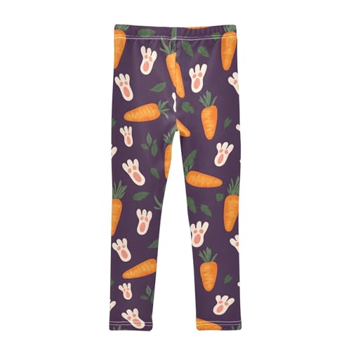 Cute Carrot Footprint Girls Leggings Ultra Soft Compression Yoga Gym Pants for Kids 4-10T2