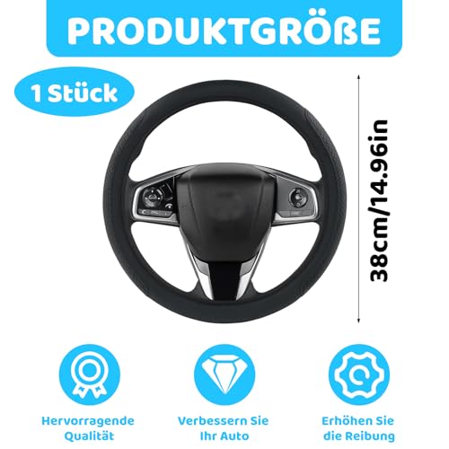 Lenkradbezug, 38 cm, Schwarz, Lenkradbezug Leder, Auto Lenkradbezug, Hochwertiger Lenkradbezugs für Komfort und Sicherheit, Sehr Praktisch, Für Die Meisten Leute