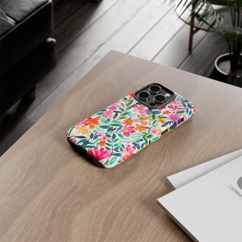 Coque rigide mate iPhone 14 Pro à fleurs aquarelle rose - 4
