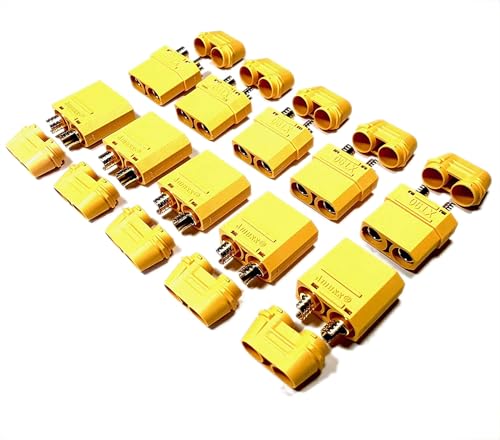 VUNIVERSUM 2 Paar (4 Stück) Original Amass XT90H Hochstrom Premium Goldstecker Verpolungsicher Stecker Buchse mit Schutzkappen Male Female 90A RC XT90 Modellbau