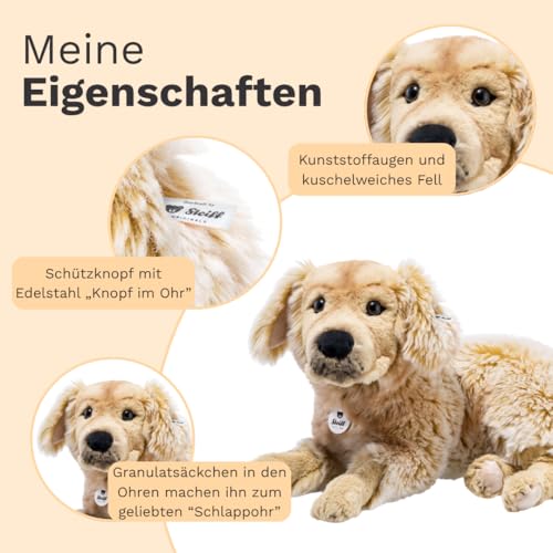 Steiff Kuscheltier Andor Golden Retriever, Süßes Stofftier mit Kunststoffaugen, Kinder, Jungen & Mädchen, Plüschtier 45 cm, Hellbraun, 076947