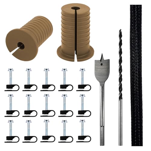 MYZHRE Starlink Cable Routing Kit,Starlink Cable Installation Kit,Starlink Mounting Accessories,2* Grommets, 1" Spade Drill Bit, 5/16" Drill Bit, 15 Wall Clamps,13" Cable Sleeve (Brown)