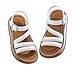 Kids Girls Open Toe Sandals Summer Non-Slip Adjustable Strap Dress Shoes Toddler Girl Soft Rubber Sole Beach Pool Sandal Fashion Breathable Leather Flat (White, 6 Infant)