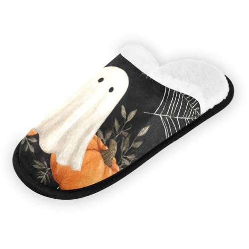 Halloween Ghosts Black Spiders Slippers For Women Men Soft Memory Foam Non-Slip Hallowmas Winter Indoor House Shoes Travel Slipper2