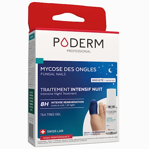 PODERM – MYCOSE ONGLE TRAITEMENT INTENSIF NUIT 2en1 – Élimine la mycose & renouvelle l’ongle pendant votre sommeil |VEGAN | Soin professionnel pied/main...