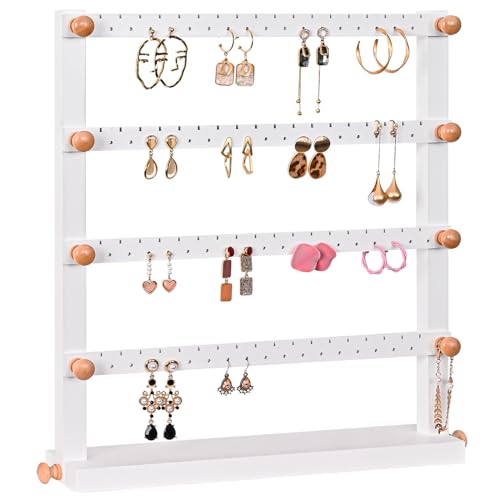 Lolalet 4 Animal Jewellery Stand Earring Holder, 72 Holes Earring Stand Organiser Made of Wood Stud Earrings Display Jewellery Storage Jewellery Holde