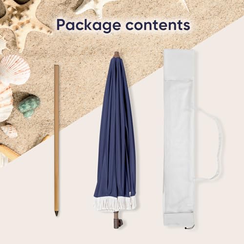 Image of Tempera Heavy Duty High Wind Beach Umbrella with Sand Anchor & Carry Bag | Patio Outdoor Umbrella with Aluminum Frame and Push Button Tilt, Ideal for Garden Lawn, UPF 60+