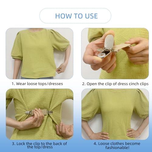 Image of 6 Pieces Dress Clips Back Cinch Set,5.5inch Scarf,Sweater,Clothes,Shawl,Retro Cardigan Collar,Travel Hat,Dress Shirt Brooch Clip for Women Girl Decor