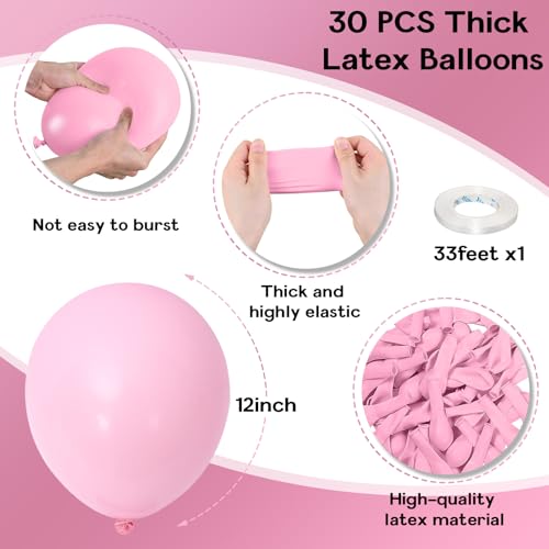 Image of Jobkoo Pastel Pink Balloons - 30 Pcs, 12 Inch, Light Pink, Helium, Baby Shower, Princess Birthday Party Decorations
