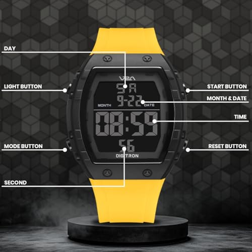 Image of V2A Digitron 2209 Tonneau Design Digital Sports Watch for Men & Boys | Alarm, Stopwatch, 12 /24H | 3 ATM Water Resistant | Luminous Display | | Sports, Fitness, Outdoor & Training| Gifts for Men & Boys