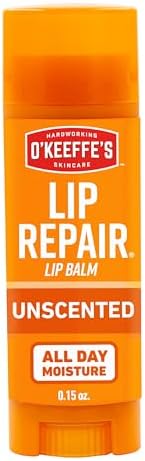 O'Keeffe's Unscented Lip Repair Lip Balm for Dry, Cracked Lips, Stick,1 Count, Orange