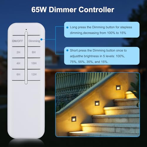 Image of SMY Lighting 65W LED Lights Dimmer with RF Remote Controller and Timer Input AC /DC 12V Dimmer Waterproof IP67 for Low Voltage Lights