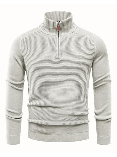 Les umes Mens Quarter Zip Pullover Sweaters Cotton Mock Neck Polo Sweater Casual Long Sleeve Knit Jumper2