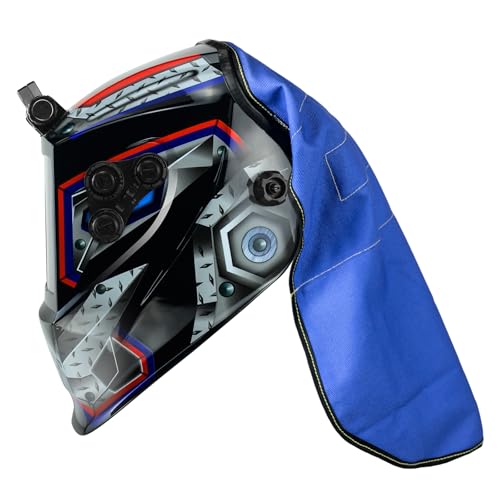 Image of TRQWH Welding Helmet Auto Darkening - Large Viewing True Color Solar Powered Welding Hood with 4 Arc Sensor & Welding Helmet Bib Cover
