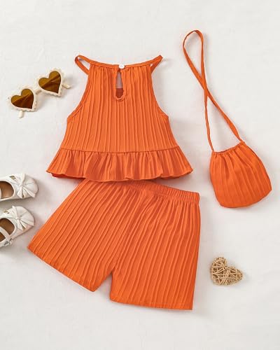Image of Weebaby Toddler Girl Clothes Baby Summer Outfits Sleeveless Halter Top Ruffle Short Set Cute Kids Clothes Girls