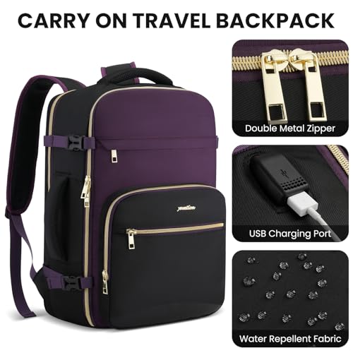 Image of YAMTION 40L Large Travel Backpack for Women,Carry On Bookbag Luggage with 4 Packing Cubes, Airline Approved Weekender Backpacks for Personal Items fits 17 Inch Laptop
