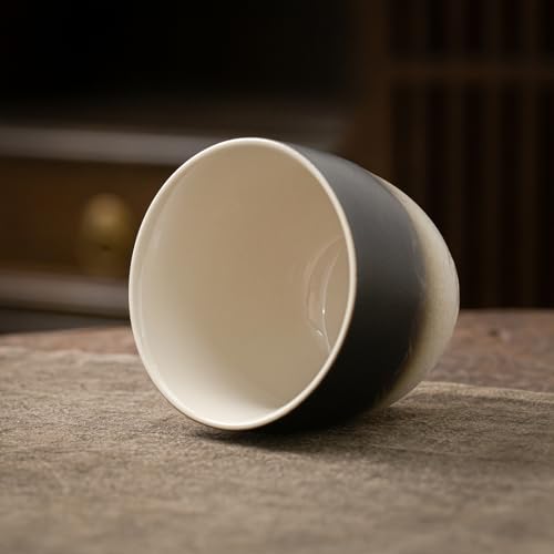 Image of TEANAGOO Ceramic Japanese Tea Cups Set of 4pcs, 5.4oz /160ml Elegant Ceramic Matcha Cups with Flat Base, Gradient Navy Black Handleless Coffee Mugs, Microwave & Dishwasher Safe, Beautiful Gift Box