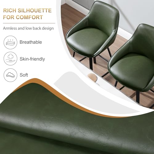 Image of Zesthouse Swivel Counter Height Stools Set of 2, Modern Upholstered Barstools with Backs, 26'' Faux Leather High Chairs for Island Kitchen, Counter Height Chairs with Metal Legs, Green