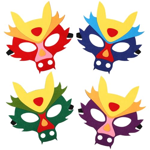 Harrycle 4 Sets Chinesisches Neujahr Drachen Filzmasken Bastelset...
