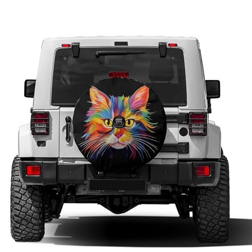 Image of Delerain Spare Tire Cover with Backup Camera Hole Cute Cat Pop Art Wheel Covers Waterproof Dust-Proof UV Sun Universal Fit for Jeep Trailer RV SUV Truck (17 Inch for Diameter 31 inch-33 inch)