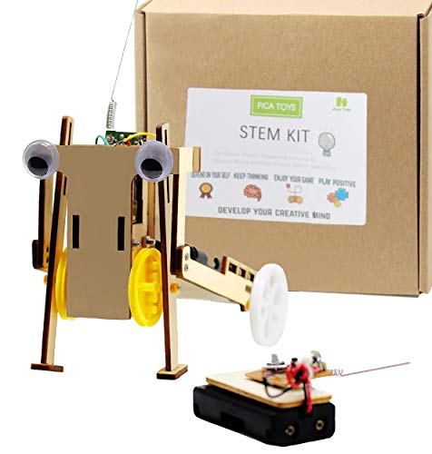 Pica Toys Wooden Wireless Remote Control Rickshaw Robot Pulling Car Creative Engineering Circuit Science STEM Building Kit with Electric Motor - Funny DIY Experiment for Kids, Teens and Adults.